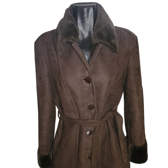 Women's Brown Suede Coat - Picture 2 of 7
